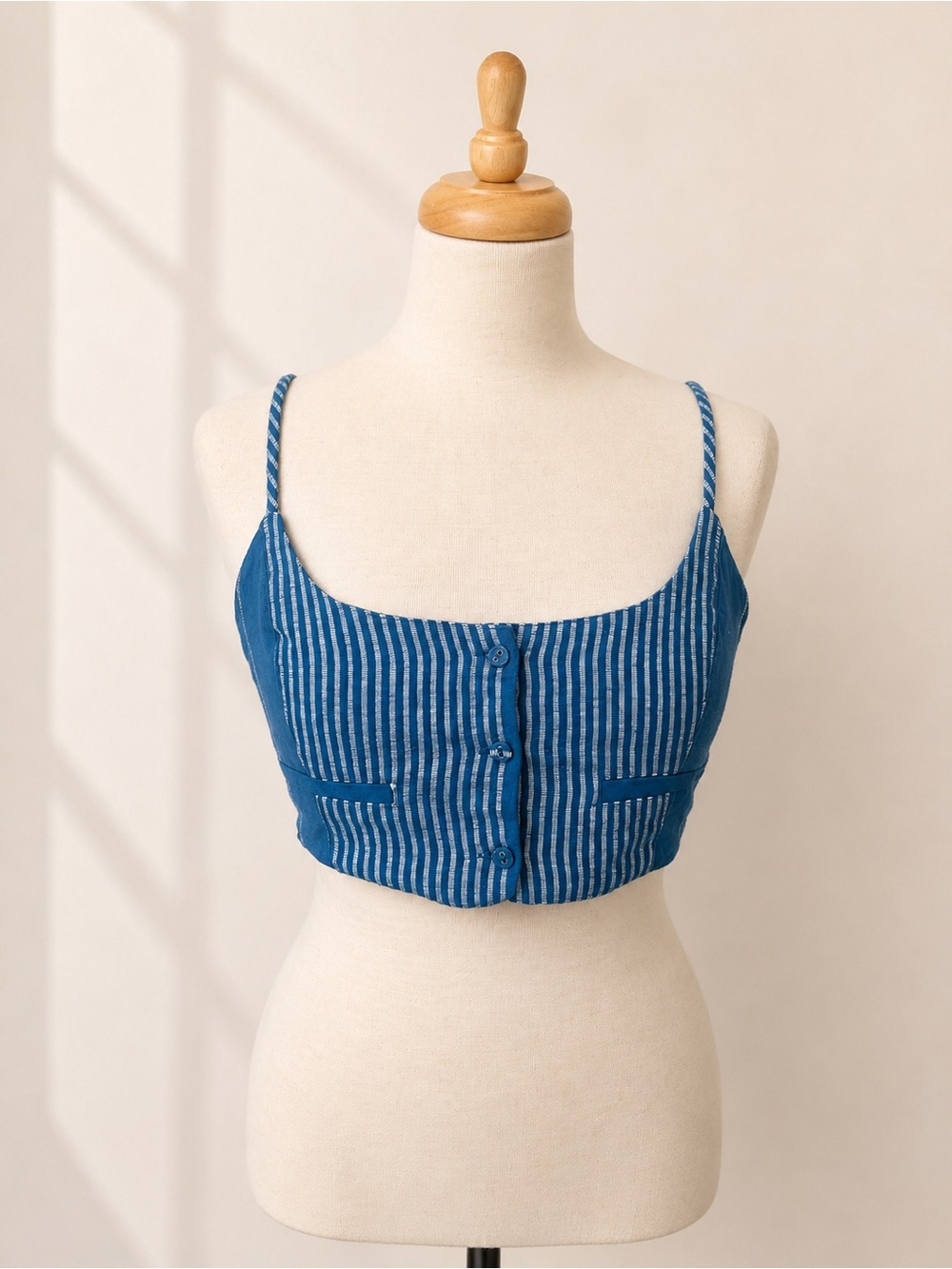 Free People Casual Friday Blue Stripe Crop Top Coord Pant Set Small - Picture 7 of 17